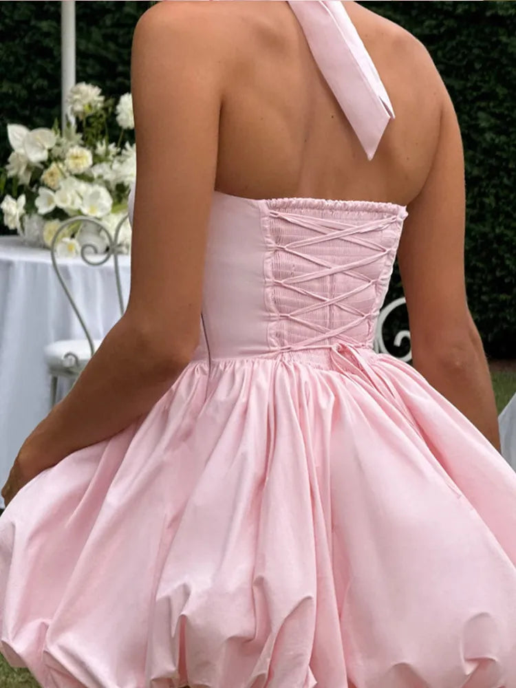 Vallancia Premium Satin Mini Bubble Dress – Elegant, Feminine Fit