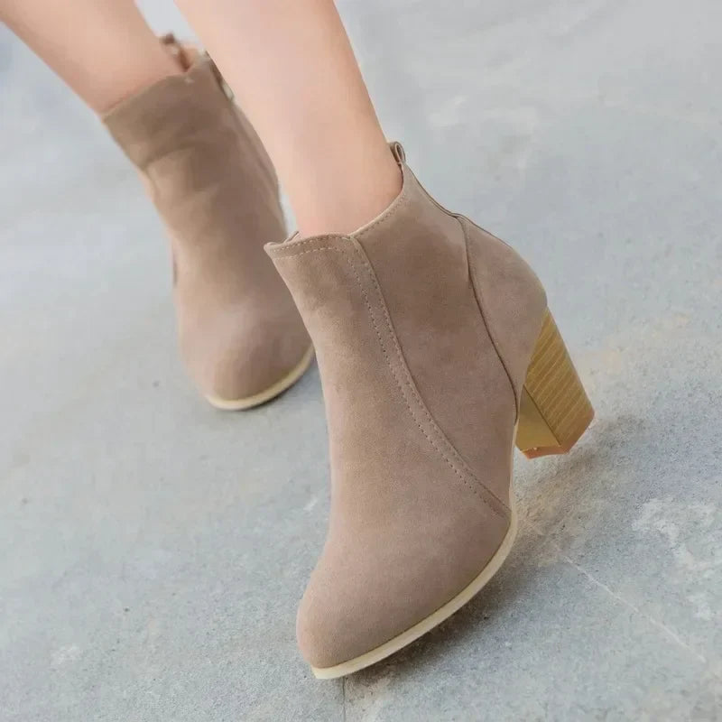 Bottines femme à talons épais Chelsea plateforme zip – Élégance automne hiver