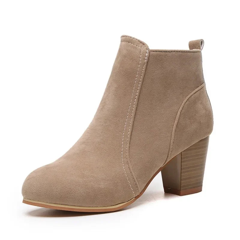 Bottines femme à talons épais Chelsea plateforme zip – Élégance automne hiver