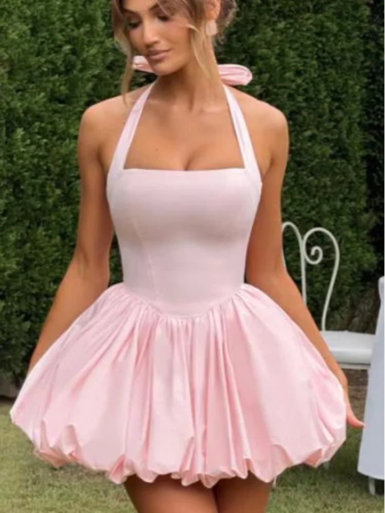 Vallancia Premium Satin Mini Bubble Dress – Elegant, Feminine Fit
