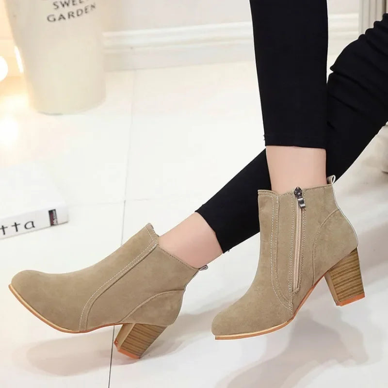 Bottines femme à talons épais Chelsea plateforme zip – Élégance automne hiver