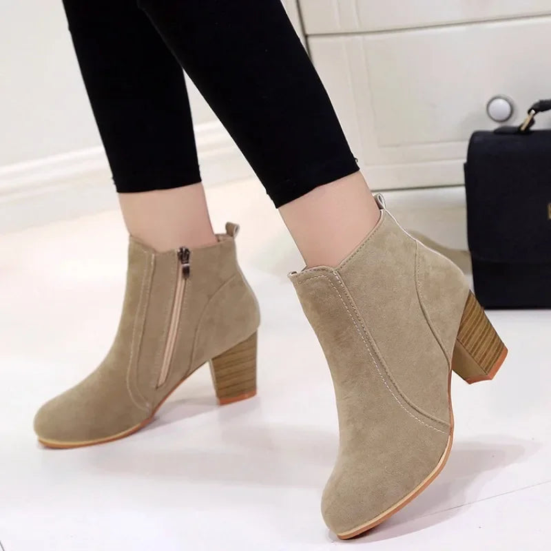Bottines femme à talons épais Chelsea plateforme zip – Élégance automne hiver
