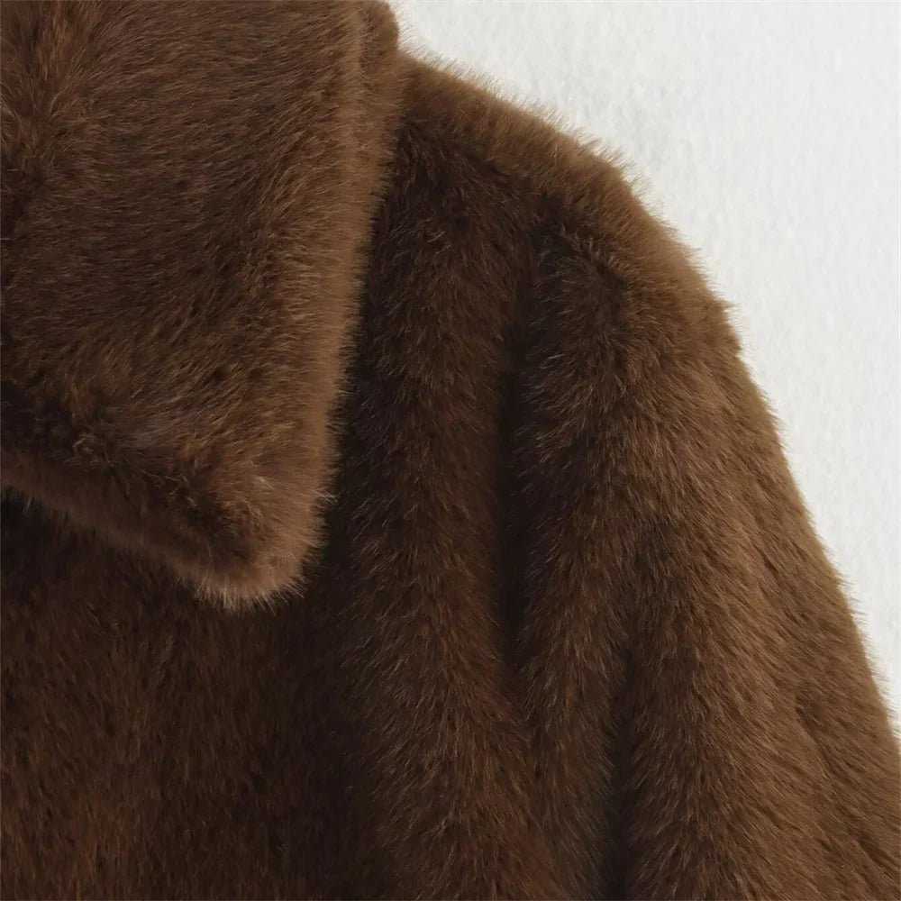 Vallancia Chic and Cozy Short Teddy Faux Fur Jacket for Women