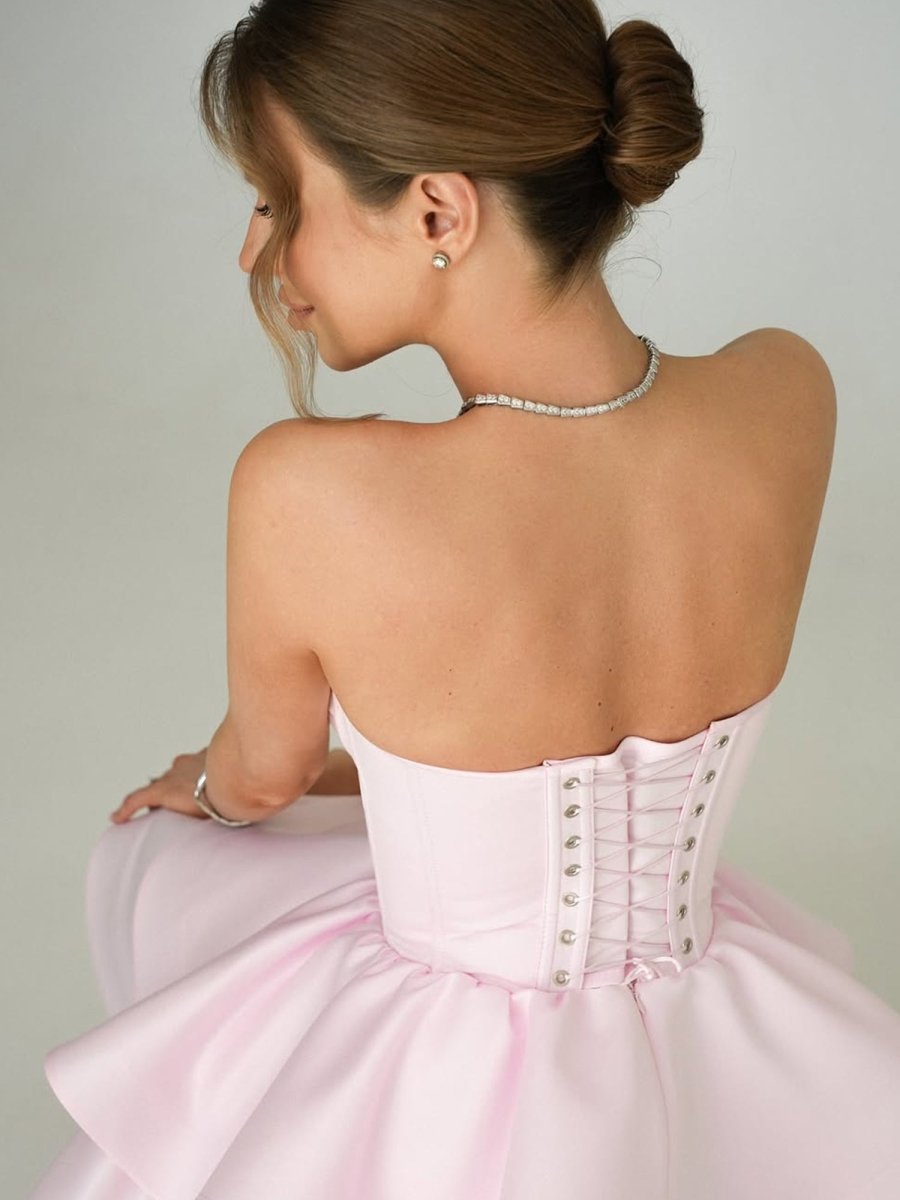 Vallancia Satin and Tulle Mini A-Line Dress, Flattering Fit for Elegant Evenings